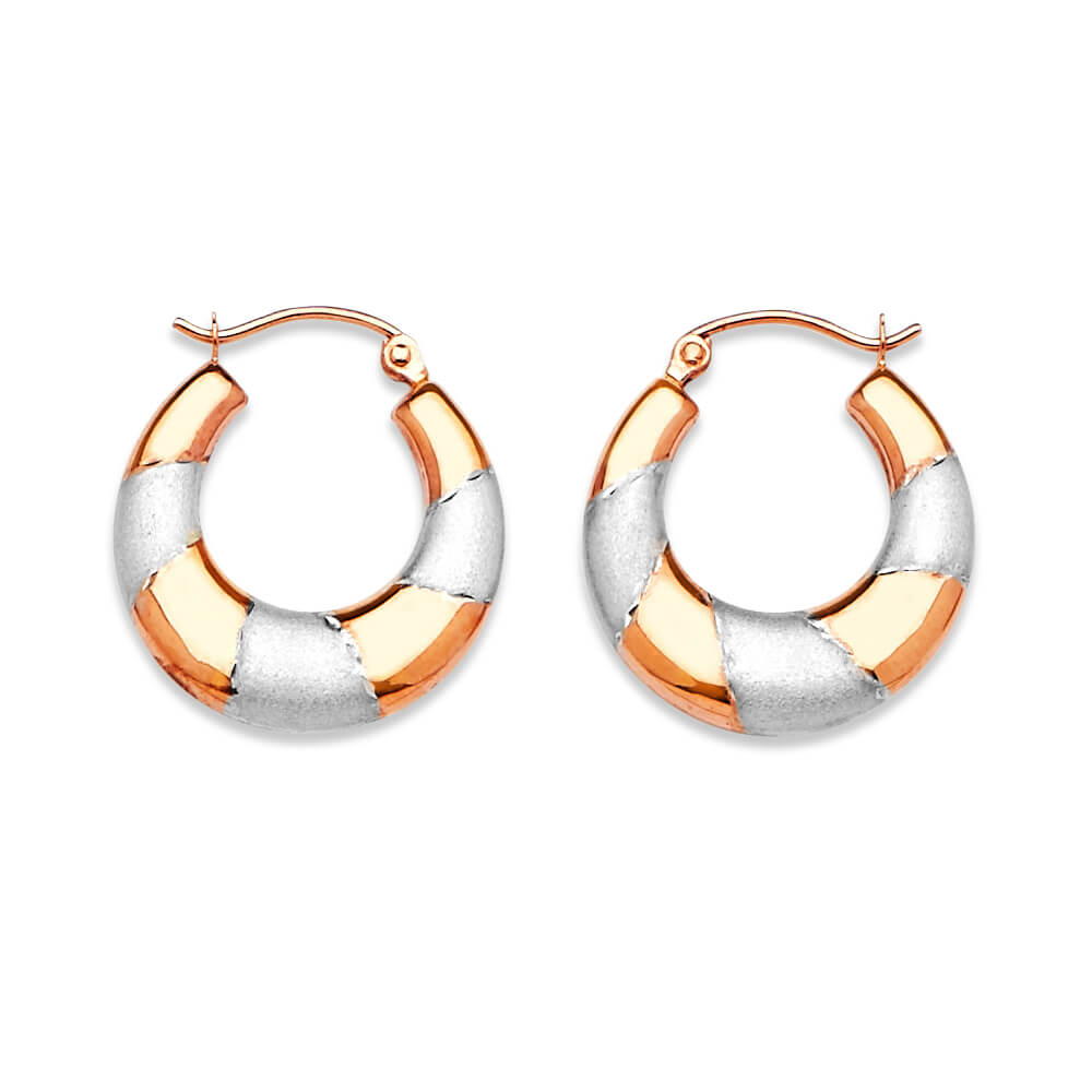 Scallop Hoop Earrings in 14K Two-Tone Gold