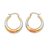 Scallop Hoop Earrings in 14K Tri-Color Gold