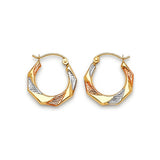 Scallop Hoop Earrings in 14K Tri-Color Gold