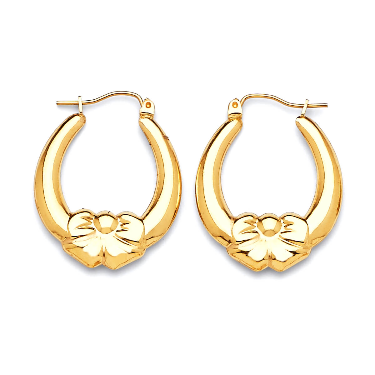 Ribbon Scallop Hoop Earrings in 14K Gold