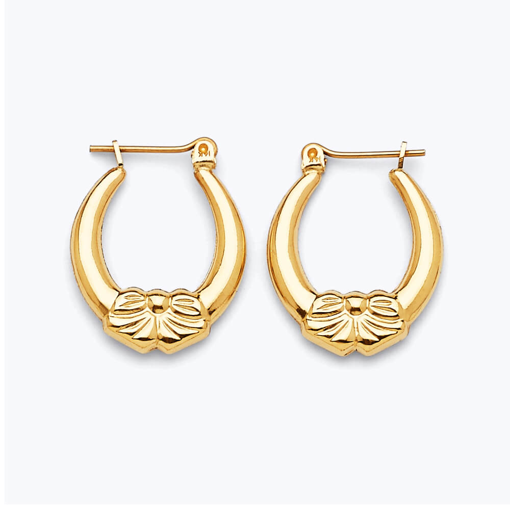 Ribbon Scallop Hoop Earrings in 14K Gold
