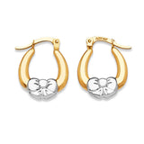Ribbon Scallop Hoop Earrings in 14K Two-Tone Gold