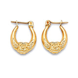 Flower Scallop Hoop Earrings in 14K Gold