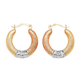 Scallop Hoop Earrings in 14K Tri-Color Gold