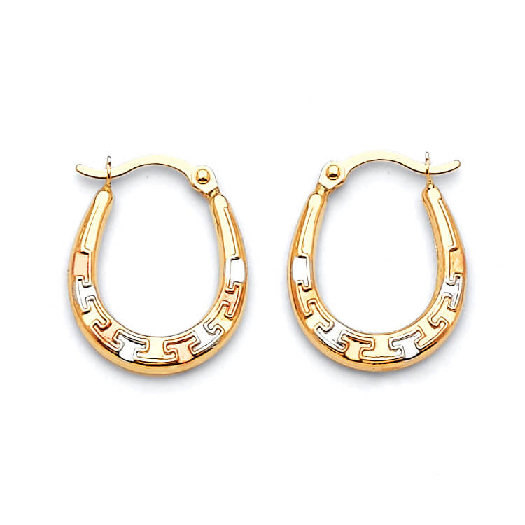 Scallop Hoop Earrings in 14K Tri-Color Gold
