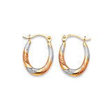 Scallop Hoop Earrings in 14K Tri-Color Gold