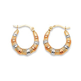 Scallop Hoop Earrings in 14K Tri-Color Gold