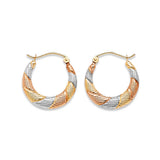 Scallop Hoop Earrings in 14K Tri-Color Gold