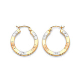 Scallop Hoop Earrings in 14K Tri-Color Gold