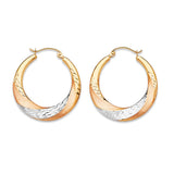 Scallop Hoop Earrings in 14K Tri-Color Gold