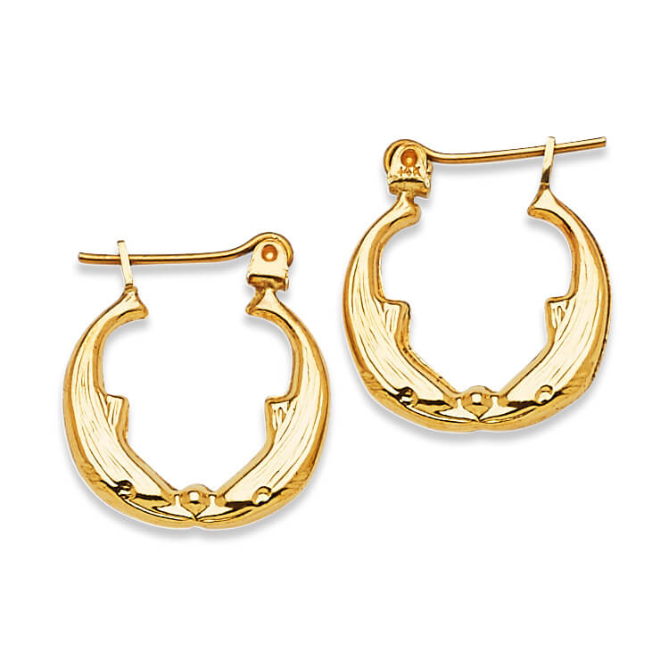 Dolphin Scallop Hoop Earrings in 14K Gold
