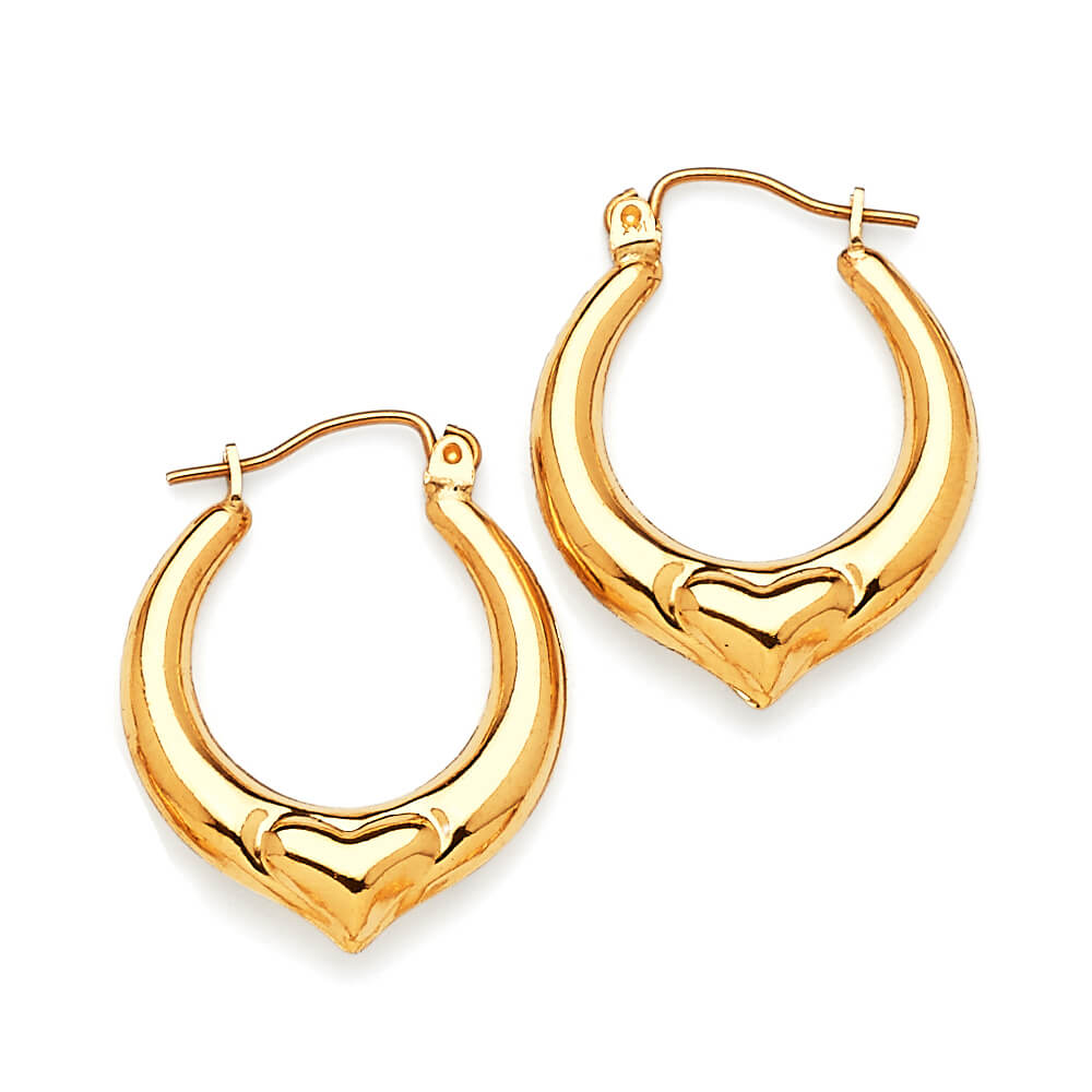 Heart Scallop Hoop Earrings in 14K Gold