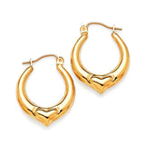Heart Scallop Hoop Earrings in 14K Gold