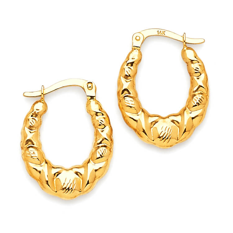 Heart Scallop Hoop Earrings in 14K Gold