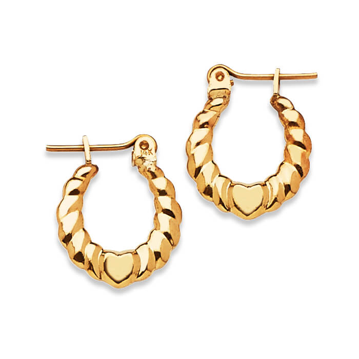 Heart Scallop Hoop Earrings in 14K Gold