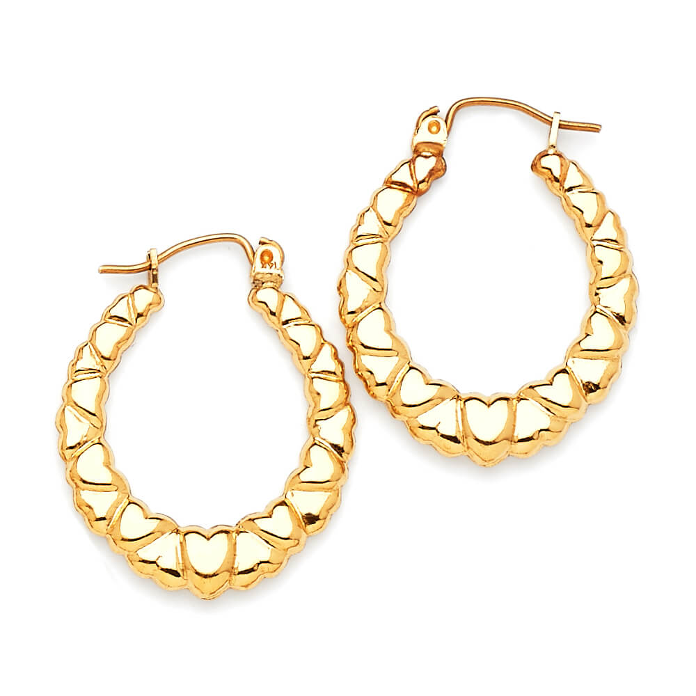 Heart Scallop Hoop Earrings in 14K Gold