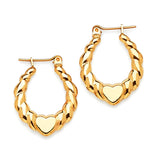 Heart Scallop Hoop Earrings in 14K Gold