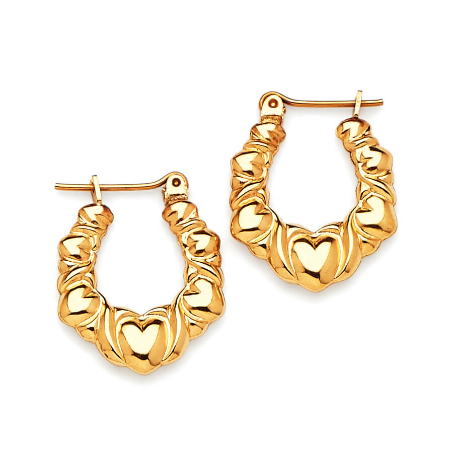 Heart Scallop Hoop Earrings in 14K Gold