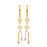 Drop Earrings with White CZ in 14K Gold