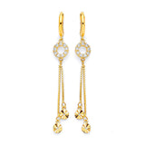Tassel Earrings with White CZ in 14K Gold