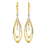 Drop Earrings with White CZ in 14K Gold