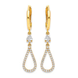 Drop Earrings with White CZ in 14K Gold