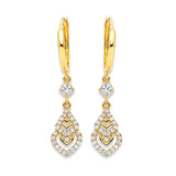 Drop Earrings with White CZ in 14K Gold