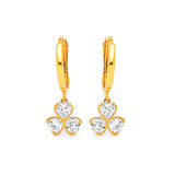 Heart Drop Earrings with White CZ in 14K Gold