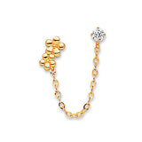 Flower Dangling Earrings with White CZ in 14K Gold and Butterfly Backing