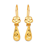 Flower Teardrop Earrings in 14K Gold
