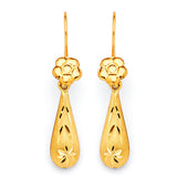 Flower Teardrop Earrings in 14K Gold