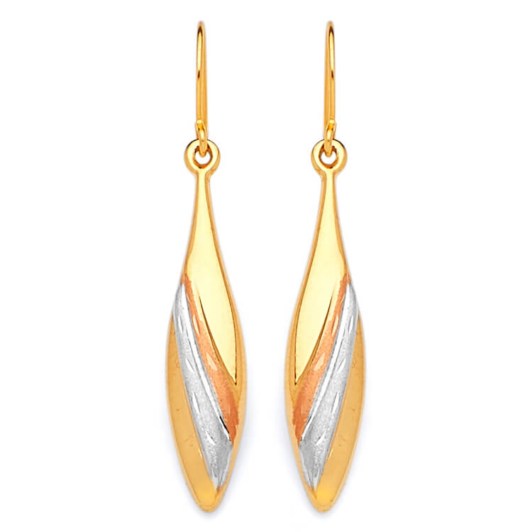 Teardrop Earrings in 14K Tri-Color Gold