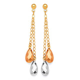 Teardrop Earrings in 14K Tri-Color Gold and Butterfly Backing