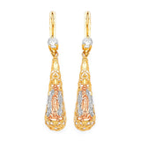 Guadalupe Teardrop Earrings with White CZ in 14K Tri-Color Gold