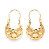 Flower Basket Hoop Earrings in 14K Gold