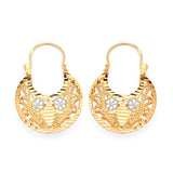 Flower Basket Hoop Earrings in 14K Two-Tone Gold