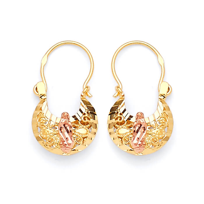 Guadalupe Basket Hoop Earrings in 14K Two-Tone Gold
