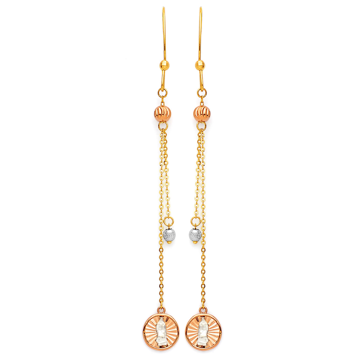 Guadalupe Drop Earrings in 14K Tri-Color Gold