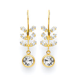 Drop Earrings with White CZ in 14K Gold