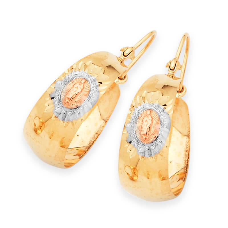 Guadalupe Bangle Hoop Earrings in 14K Tri-Color Gold