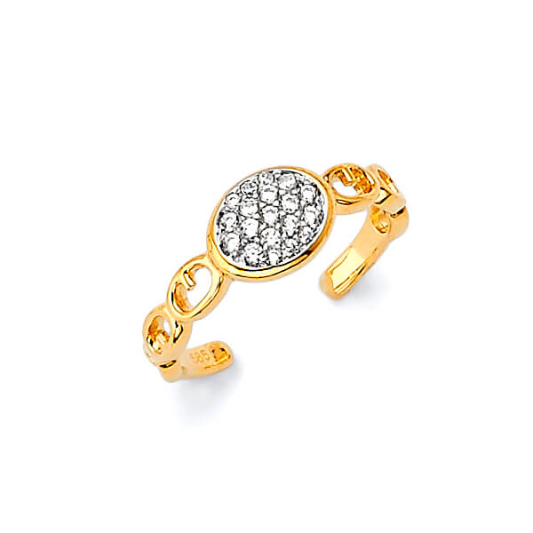 White CZ Toe Ring in 14K Gold