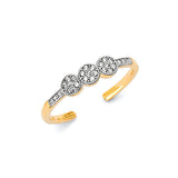 White CZ Toe Ring in 14K Gold