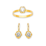 White CZ Flower Girls Two-Piece Set in 14K Gold