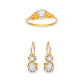 White CZ Girls Two-Piece Set in 14K Gold