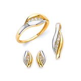 White CZ Ladies Three-Piece Set in 14K Two-Tone Gold