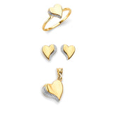White CZ Heart Ladies Three-Piece Set in 14K Gold