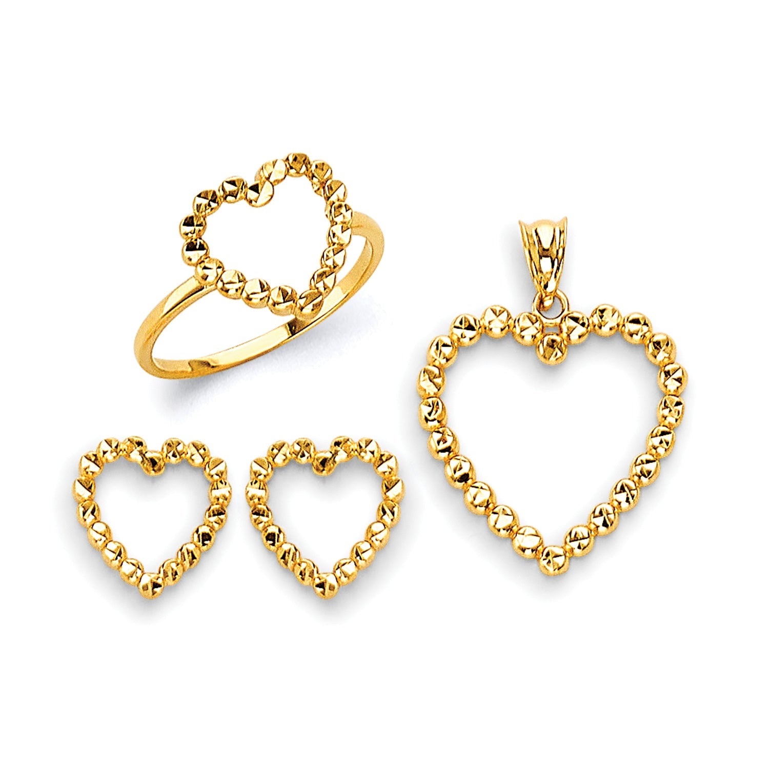 Heart Ladies Three-Piece Set in 14K Gold