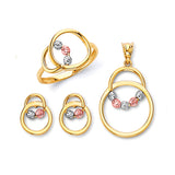 Ladies Three-Piece Set in 14K Tri-Color Gold